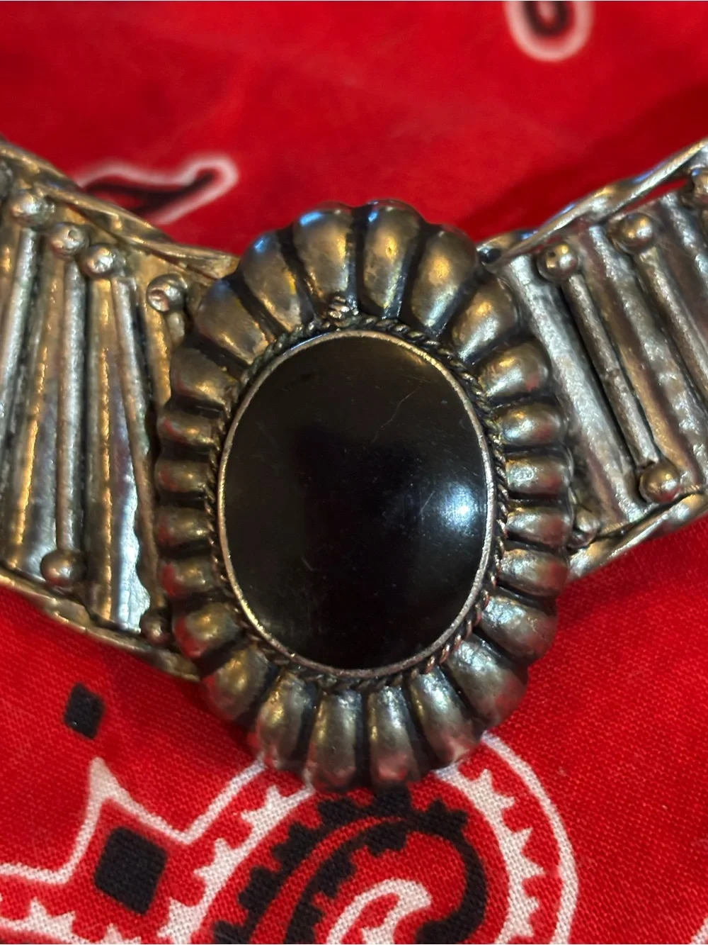 Silver-Tone Statement Choker Collar Necklace Vintage Estate Jewelry
